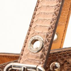 Pre Owned Dolce and Gabbana Python Satchel with Metallic Trim