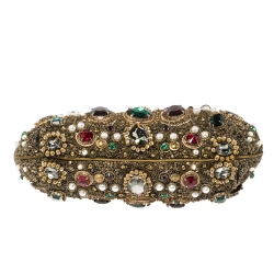 Dolce and Gabbana Mulitcolor Jewel Embellished Frame Chain Clutch