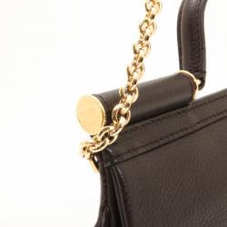 مملوكة مسبقًا Dolce and Gabbana Black Leather Mini Miss Sicily Bag