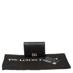 مملوكة مسبقًا محفظة دولتشي أند غابانا جلد أسود مزخرف أسود بالشعار