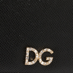 مملوكة مسبقًا محفظة دولتشي أند غابانا جلد أسود مزخرف أسود بالشعار