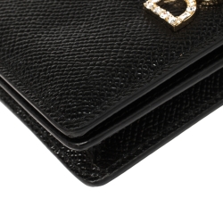 مملوكة مسبقًا محفظة دولتشي أند غابانا جلد أسود مزخرف أسود بالشعار