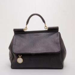 Pre Owned Dolce and Gabbana Black Miss Sicily Satchel