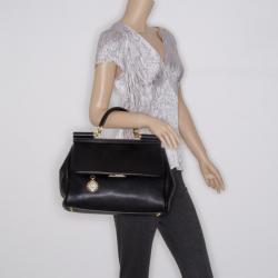 Pre Owned Dolce and Gabbana Black Miss Sicily Satchel