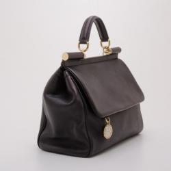 Pre Owned Dolce and Gabbana Black Miss Sicily Satchel