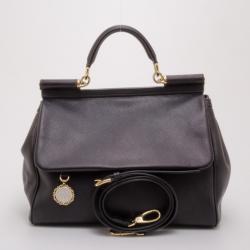 Pre Owned Dolce and Gabbana Black Miss Sicily Satchel
