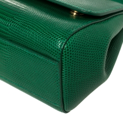 مملوكة مسبقًا حقيبة دولتشي أند غابانا ميس سيسيلي صغيرة يد علوية جلد مطبوع نقشة السحلية أخضر