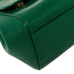 مملوكة مسبقًا حقيبة دولتشي أند غابانا ميس سيسيلي صغيرة يد علوية جلد مطبوع نقشة السحلية أخضر