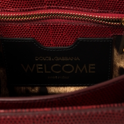 Pre Owned حقيبة بيد علوية دولتشي آند غابانا ويلكم جلد بنقشة السحلية أحمر