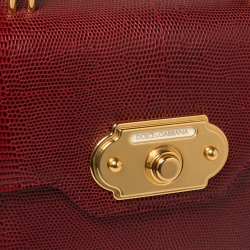 Pre Owned حقيبة بيد علوية دولتشي آند غابانا ويلكم جلد بنقشة السحلية أحمر