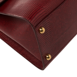 Pre Owned حقيبة بيد علوية دولتشي آند غابانا ويلكم جلد بنقشة السحلية أحمر