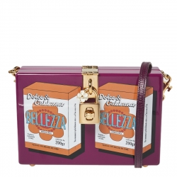 مملوكة مسبقًا حقيبة كلتش دولتشي أند غابانا بيليزا بوكس خشب بنفسجي