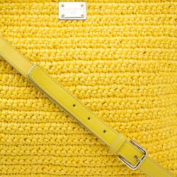 Pre Owned حقيبة يد توت دولتشي أند غابانا ميس سيسيلي مجدولة رافية صفراء