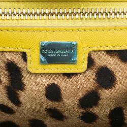 Pre Owned حقيبة يد توت دولتشي أند غابانا ميس سيسيلي مجدولة رافية صفراء