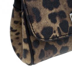 Pre Owned Dolce and Gabbana Leopard Print Leather Mini Sicily Bag