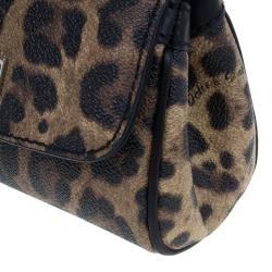 Pre Owned Dolce and Gabbana Leopard Print Leather Mini Sicily Bag
