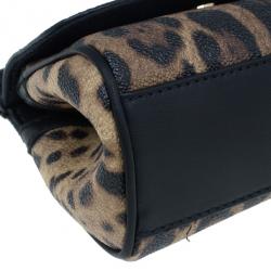 Pre Owned Dolce and Gabbana Leopard Print Leather Mini Sicily Bag