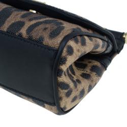 Pre Owned Dolce and Gabbana Leopard Print Leather Mini Sicily Bag
