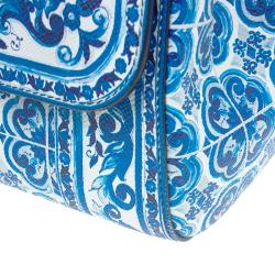 Dolce and Gabbana Blue Majolica Print Leather Medium Miss Sicily Tote ...