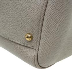 Pre Owned Dolce and Gabbana Beige Leather Large Miss Sicily Tote