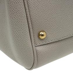 Pre Owned Dolce and Gabbana Beige Leather Large Miss Sicily Tote