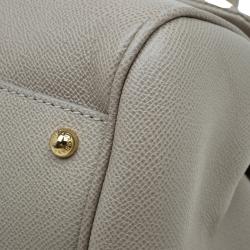 Pre Owned Dolce and Gabbana Beige Leather Large Miss Sicily Tote