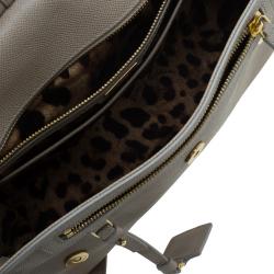 Pre Owned Dolce and Gabbana Beige Leather Large Miss Sicily Tote