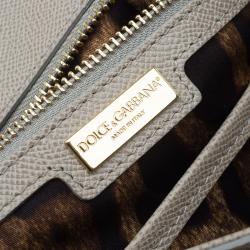 Pre Owned Dolce and Gabbana Beige Leather Large Miss Sicily Tote