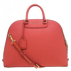Pre Owned Dolce and Gabbana Orange Textured Leather Large Megan Dome Satchel