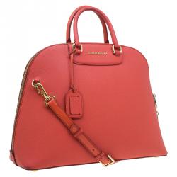 Pre Owned Dolce and Gabbana Orange Textured Leather Large Megan Dome Satchel