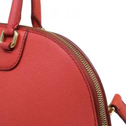 Pre Owned Dolce and Gabbana Orange Textured Leather Large Megan Dome Satchel