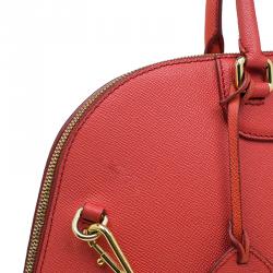 Pre Owned Dolce and Gabbana Orange Textured Leather Large Megan Dome Satchel
