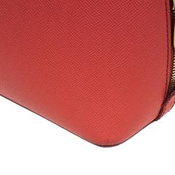 Pre Owned Dolce and Gabbana Orange Textured Leather Large Megan Dome Satchel