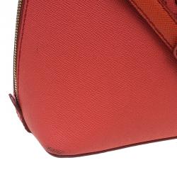 Pre Owned Dolce and Gabbana Orange Textured Leather Large Megan Dome Satchel