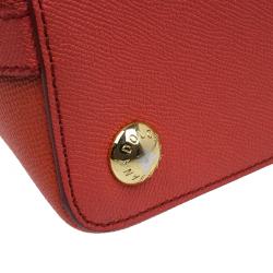 Pre Owned Dolce and Gabbana Orange Textured Leather Large Megan Dome Satchel