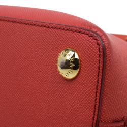Pre Owned Dolce and Gabbana Orange Textured Leather Large Megan Dome Satchel