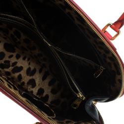 Pre Owned Dolce and Gabbana Orange Textured Leather Large Megan Dome Satchel
