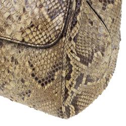Pre Owned Dolce and Gabbana Yellow Python Medium Miss Sicily Top Handle Bag