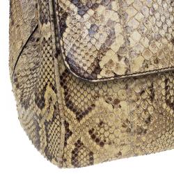 Pre Owned Dolce and Gabbana Yellow Python Medium Miss Sicily Top Handle Bag
