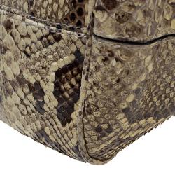 Pre Owned Dolce and Gabbana Yellow Python Medium Miss Sicily Top Handle Bag