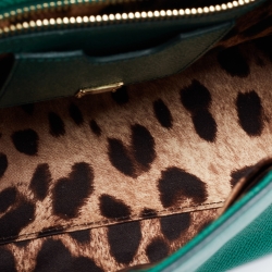 Pre Owned Dolce & Gabbana Green Leather Medium Miss Sicily Top Handle Bag