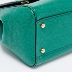 Pre Owned Dolce & Gabbana Green Leather Medium Miss Sicily Top Handle Bag