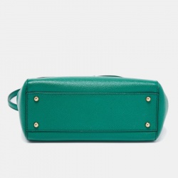 Pre Owned Dolce & Gabbana Green Leather Medium Miss Sicily Top Handle Bag