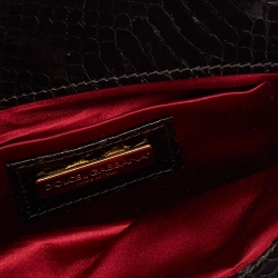 Pre Owned Dolce & Gabbana Dark Brown Leopard Print Fabric Baguette