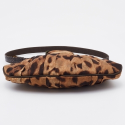 Pre Owned Dolce & Gabbana Dark Brown Leopard Print Fabric Baguette