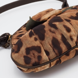 Pre Owned Dolce & Gabbana Dark Brown Leopard Print Fabric Baguette