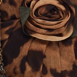 Pre Owned Dolce & Gabbana Dark Brown Leopard Print Fabric Baguette