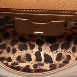 Pre Owned Dolce & Gabbana Brown Leather Medium Miss Sicily Top Handle Bag