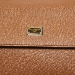 Pre Owned Dolce & Gabbana Brown Leather Medium Miss Sicily Top Handle Bag
