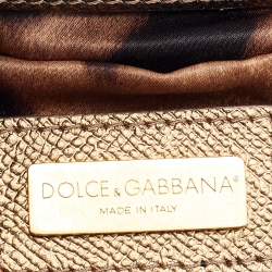 Dolce & Gabbana Black/Gold Velvet and Leather Embellished Miss Sicily Top Handle Bag